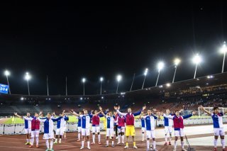 Les joueurs de Grasshopper seront privés de leur stade du Letzigrund pour le match aller "à domicile" de leur barrage pour le maintien en Super League contre Thoune, le 27 mai. KEYSTONE/MICHAEL BUHOLZER